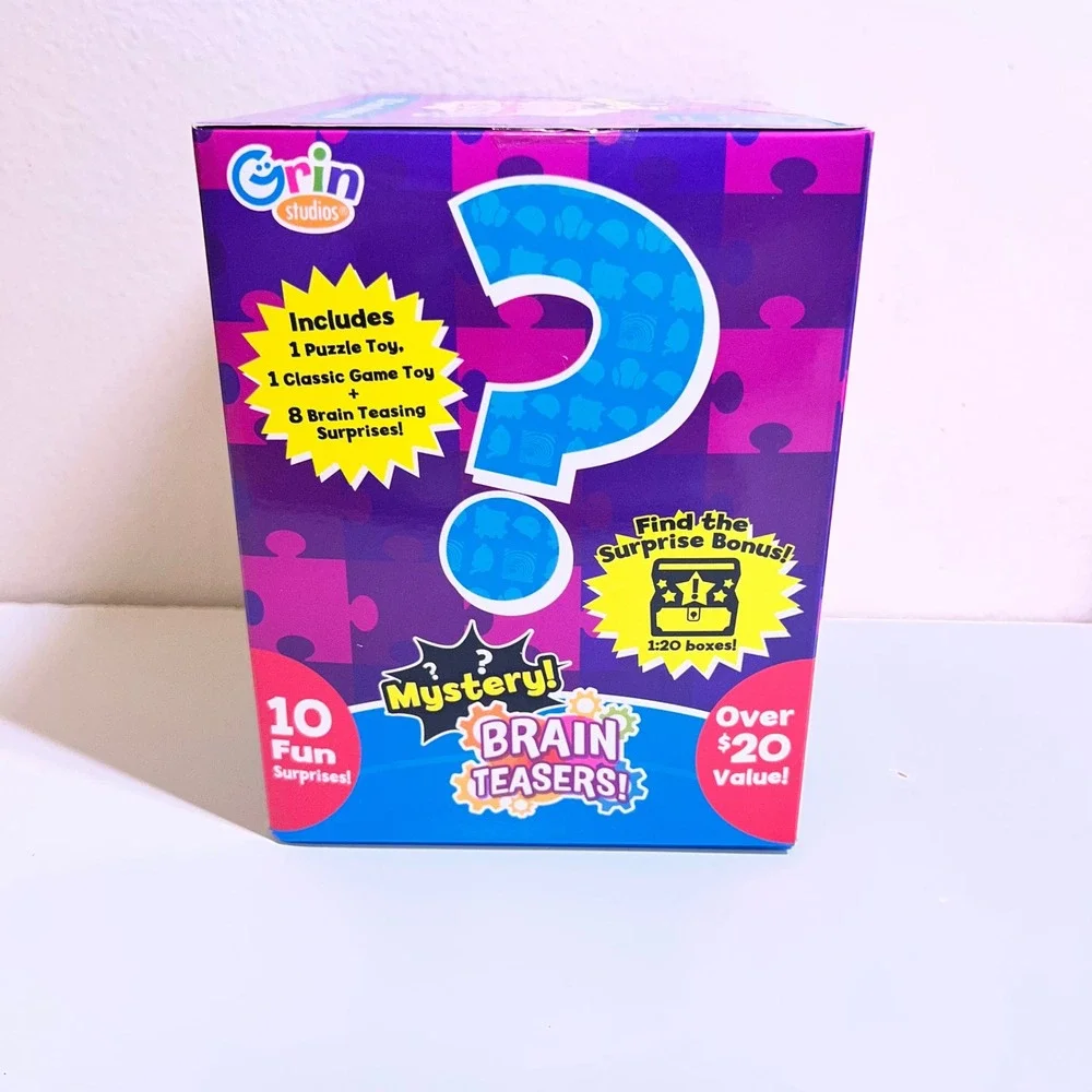 Grin Studios 10pc Mystery Brain Teasers Box Purple Pink Blue Puzzle Game Set